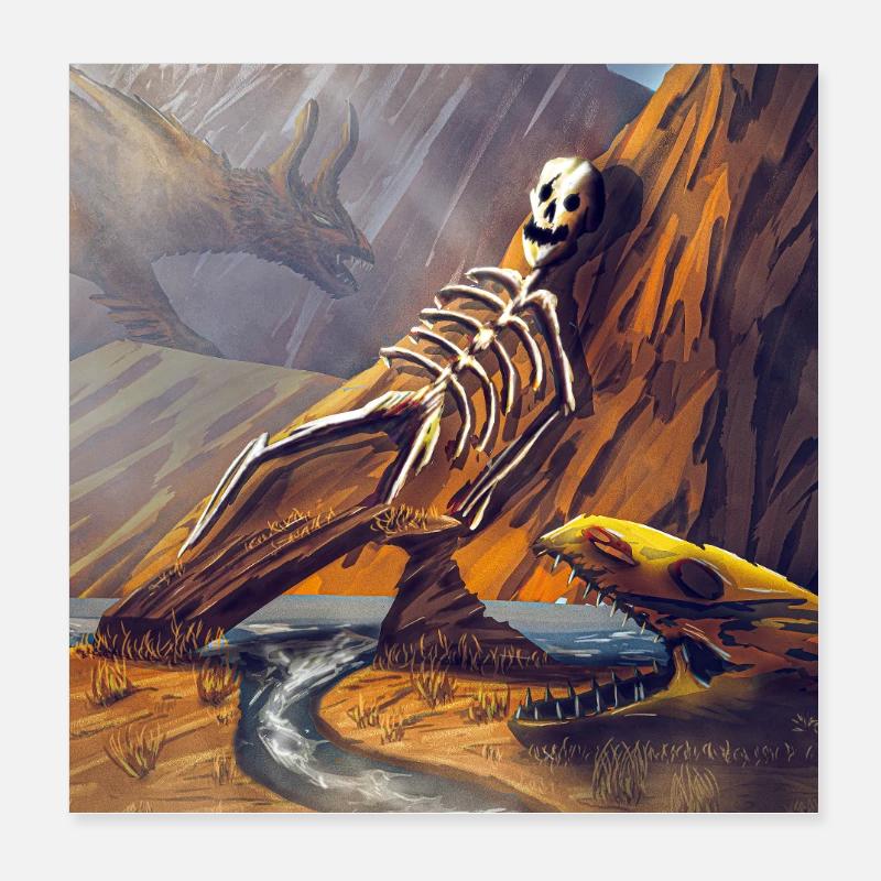 Dragon skeleton in cannon Poster 8" x 8" (20x20 cm)