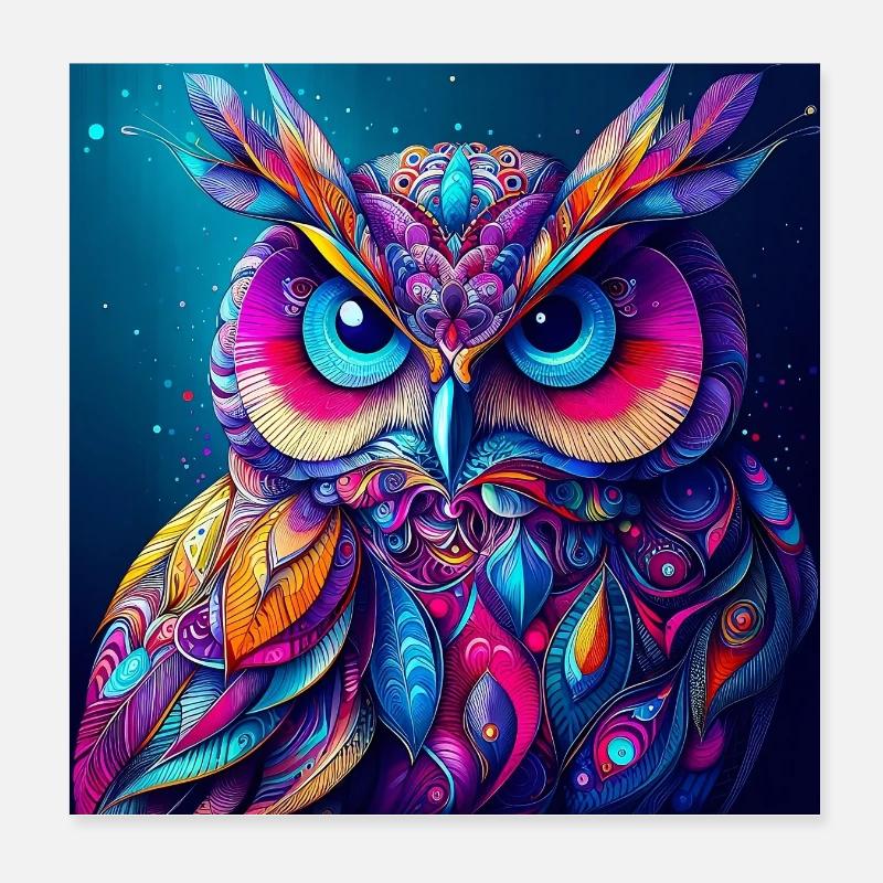 Hibou Poster 20 x 20 cm