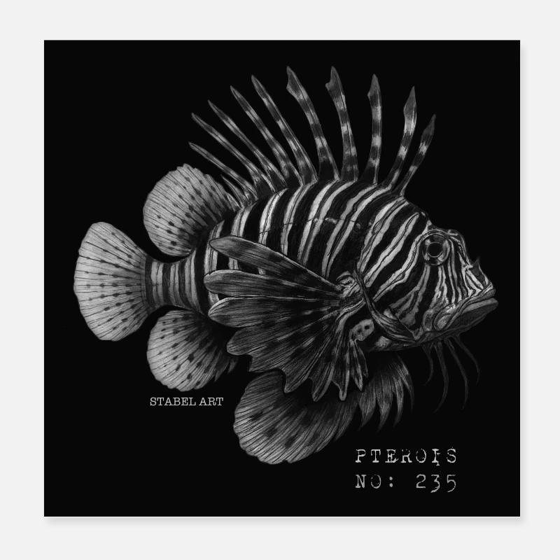 Lionfish - Pterois Poster 8" x 8" (20x20 cm)