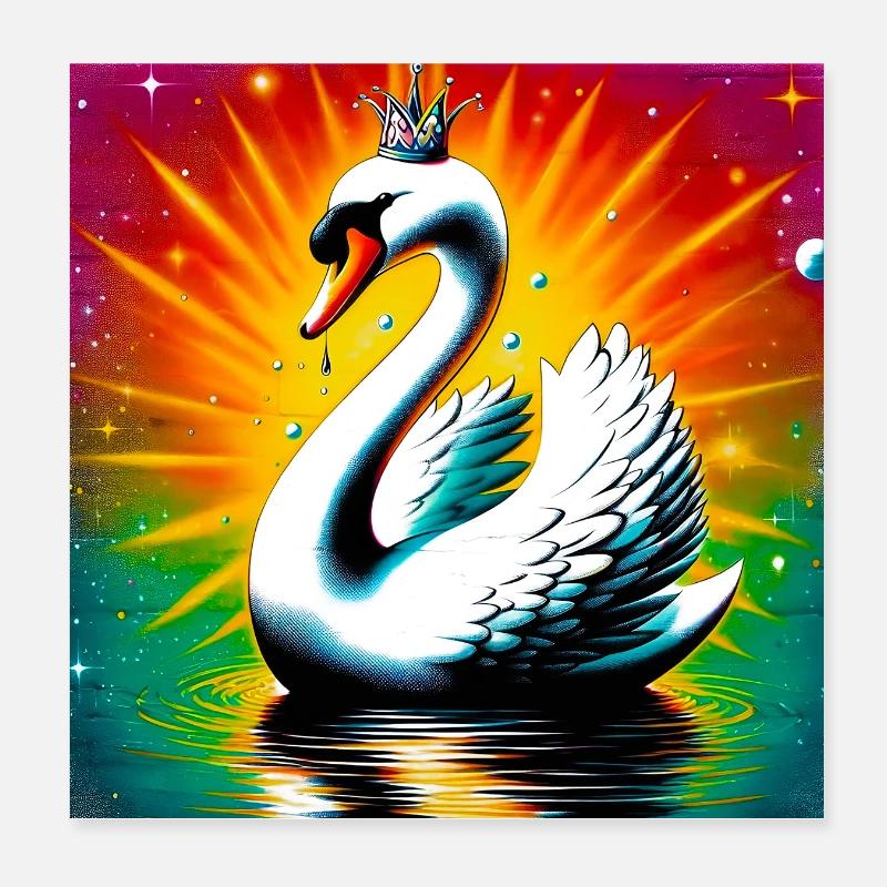 Schwan mit der Krone Poster 20x20 cm