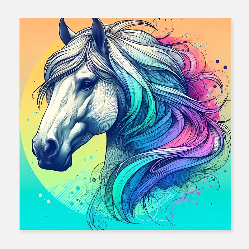 cheval Poster 20 x 20 cm