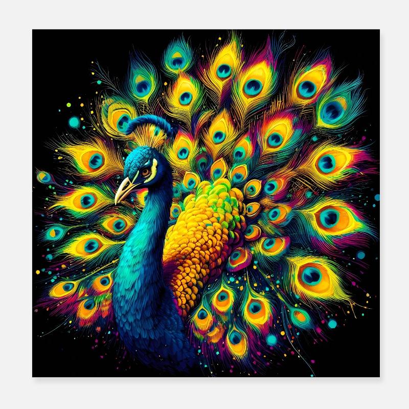 peacock Poster 8" x 8" (20x20 cm)