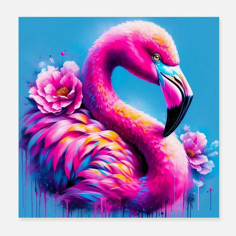 Flamingo Poster 20x20 cm