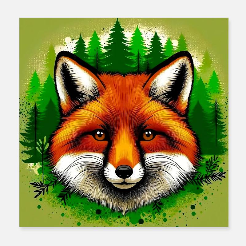 Renard Poster 20 x 20 cm