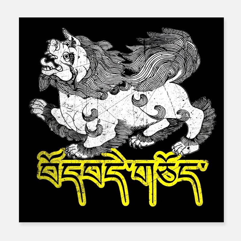 LION DES NEIGES SACRÉ FOLK Poster 20 x 20 cm