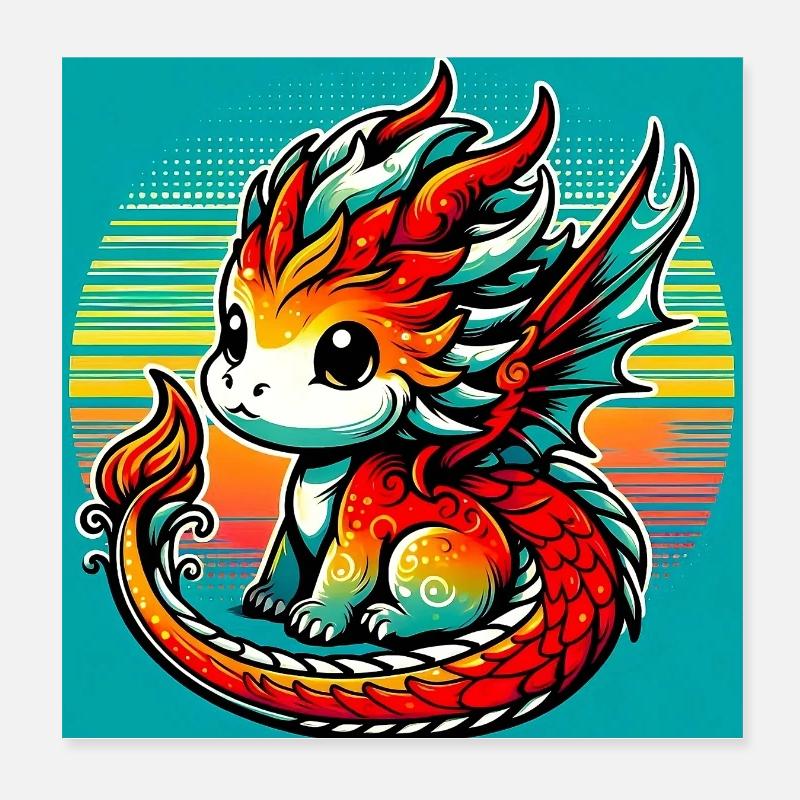 Drache Poster 20x20 cm