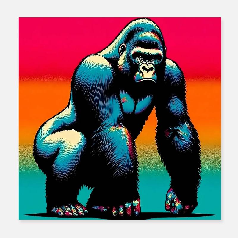 gorille Poster 20 x 20 cm