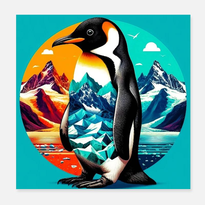 Pinguin Poster 20x20 cm