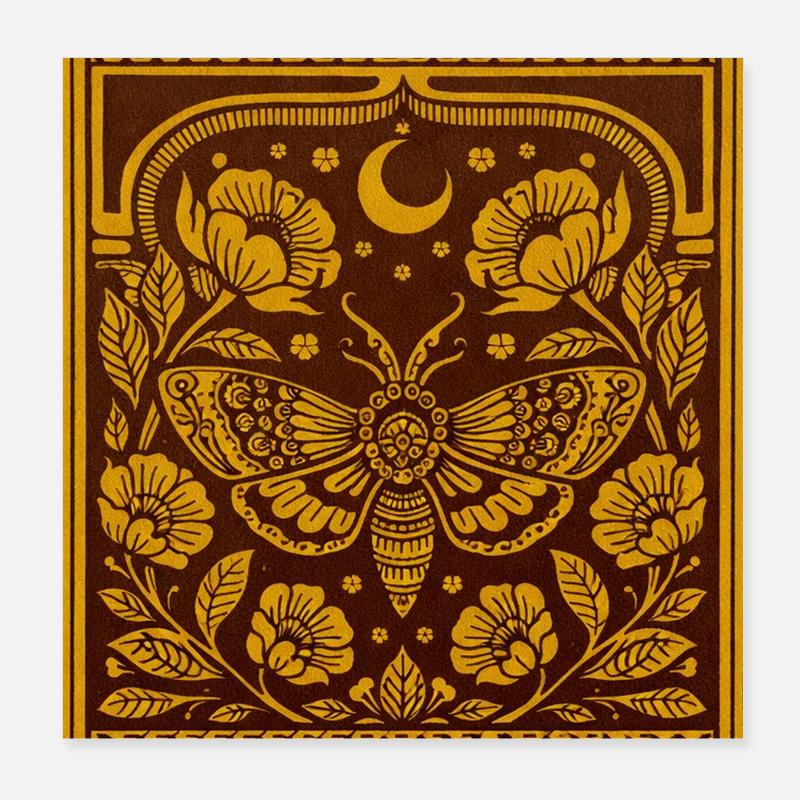 Moonlit Moth in Floral Arc Poster 8" x 8" (20x20 cm)