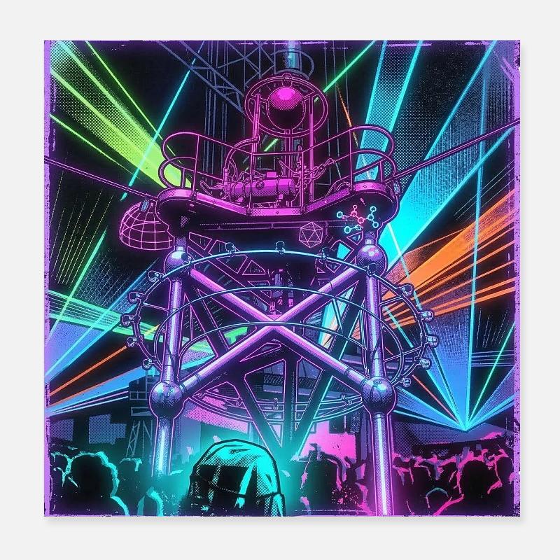 Retro Rave Electro Poster 20x20 cm