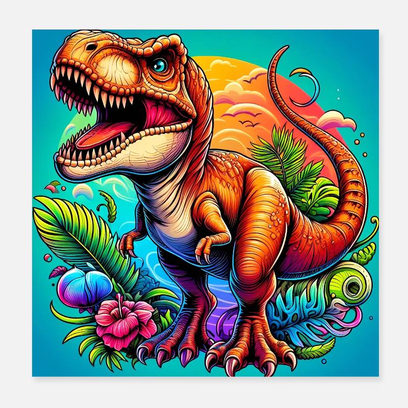 dinosaur Poster 8" x 8" (20x20 cm)