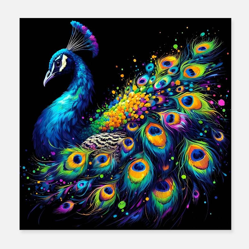peacock Poster 8" x 8" (20x20 cm)