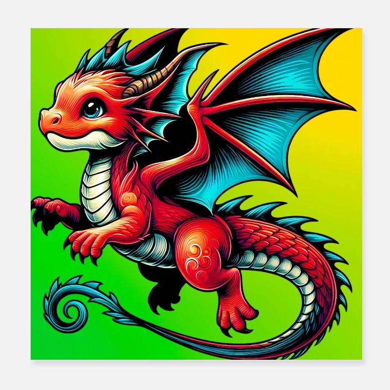 Drache Poster 20x20 cm