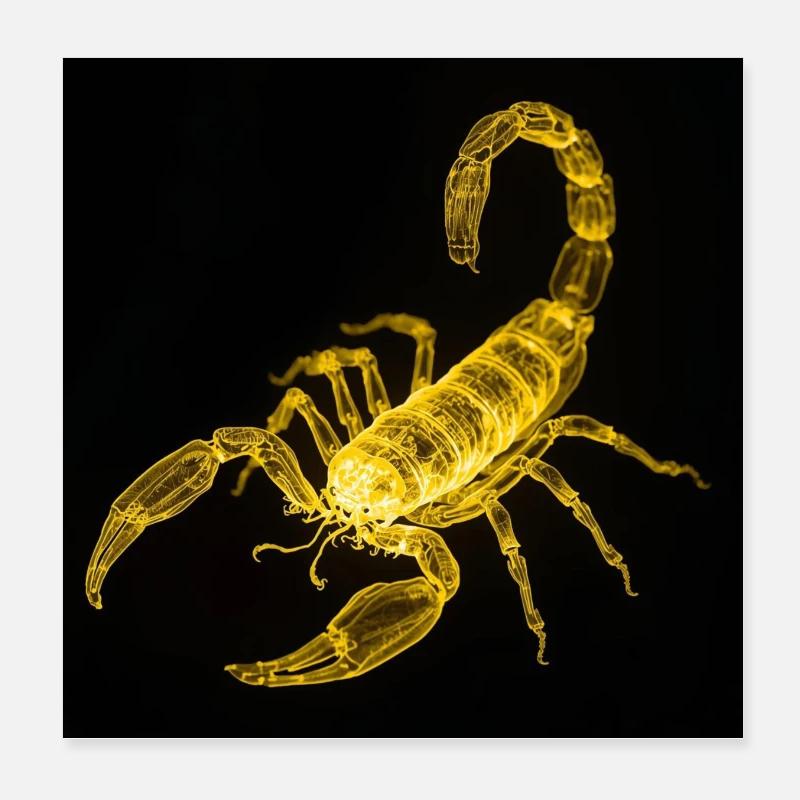 Scorpion néon la nuit Poster 20 x 20 cm