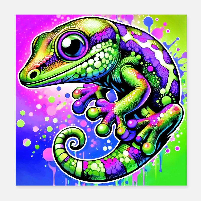 Gecko Poster 8" x 8" (20x20 cm)