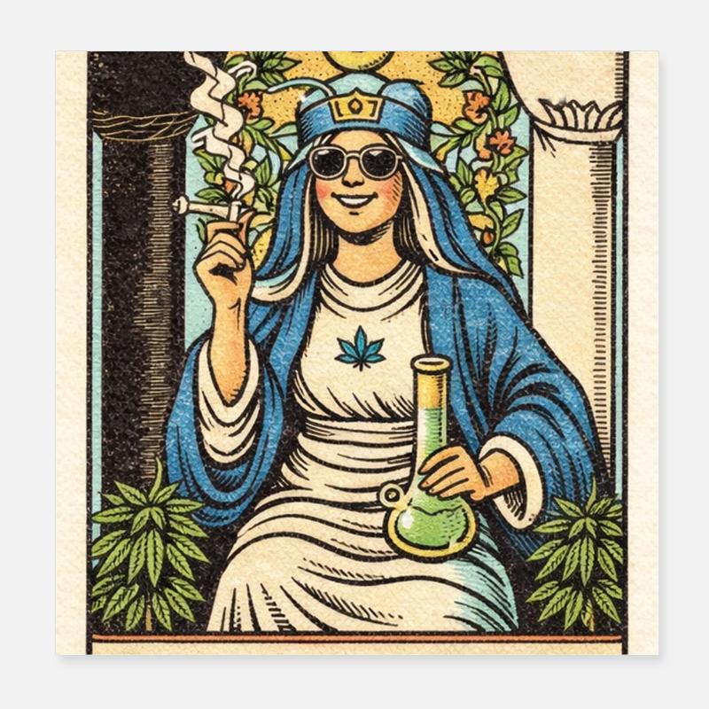 Cannabis High Priestess Tarot Poster 8" x 8" (20x20 cm)