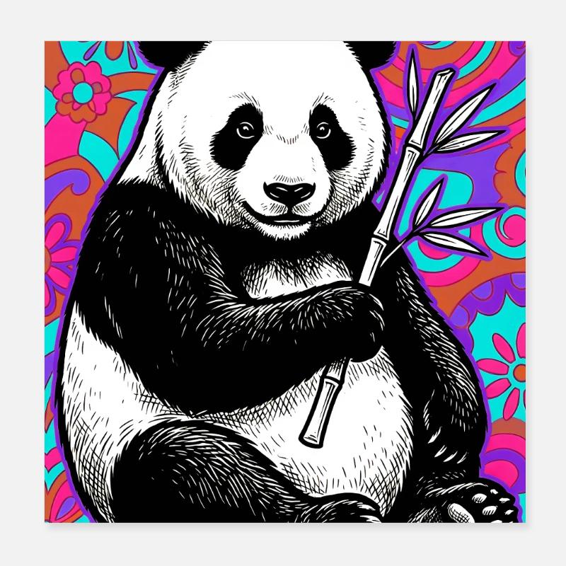Panda Poster 20x20 cm