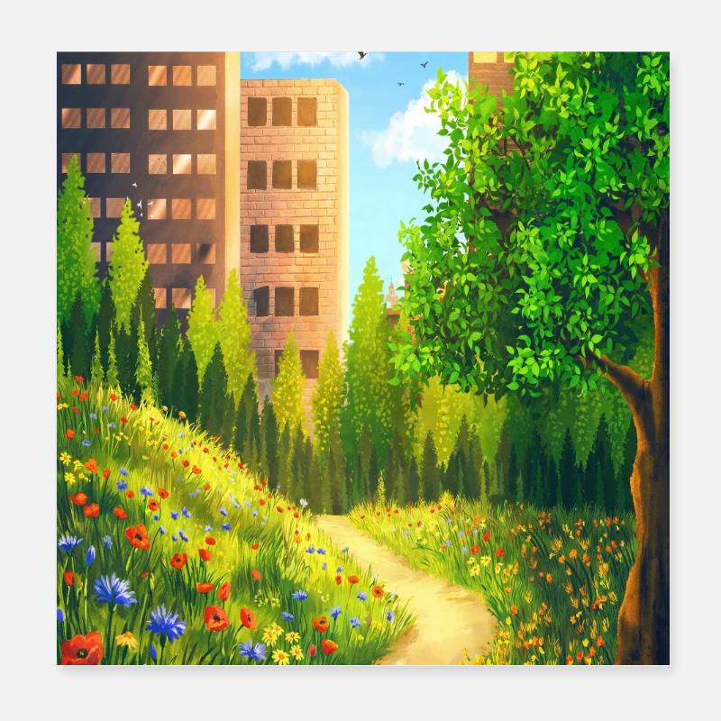 Sentier floral urbain Poster 20 x 20 cm
