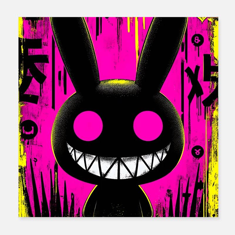 Lapin Noir Électro Poster 20 x 20 cm