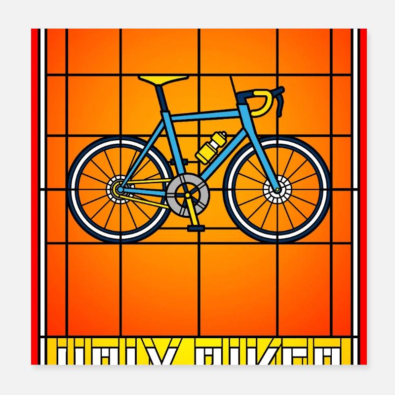 Holy Biker Stained Glass Bicycle Poster 8" x 8" (20x20 cm)