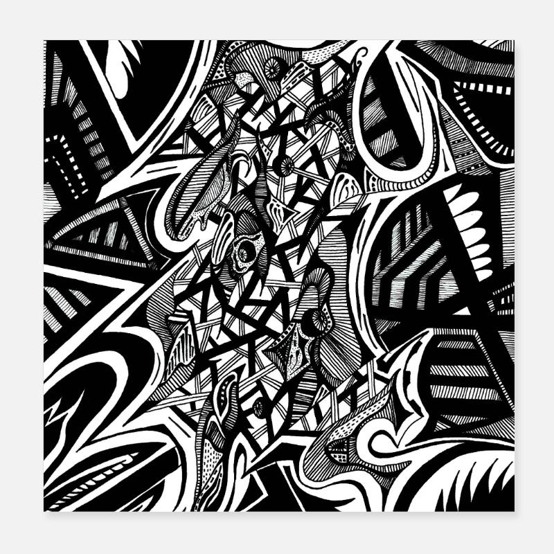 Design abstrait noir et blanc n°1 Poster 20 x 20 cm