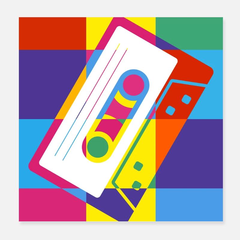Cassette rétro Pop Art Illustration Poster 20 x 20 cm