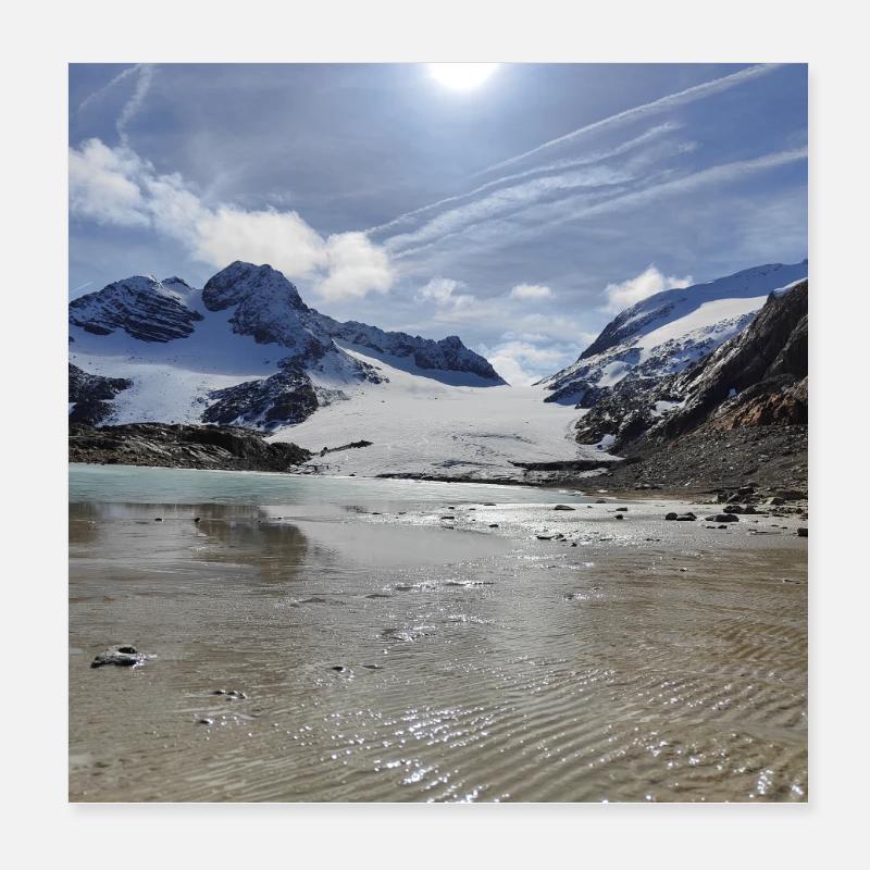 Glacier et Lac Poster 20 x 20 cm
