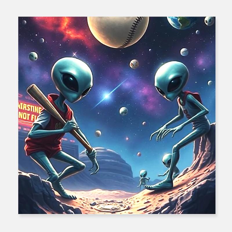 Baseball extraterrestre Poster 20 x 20 cm