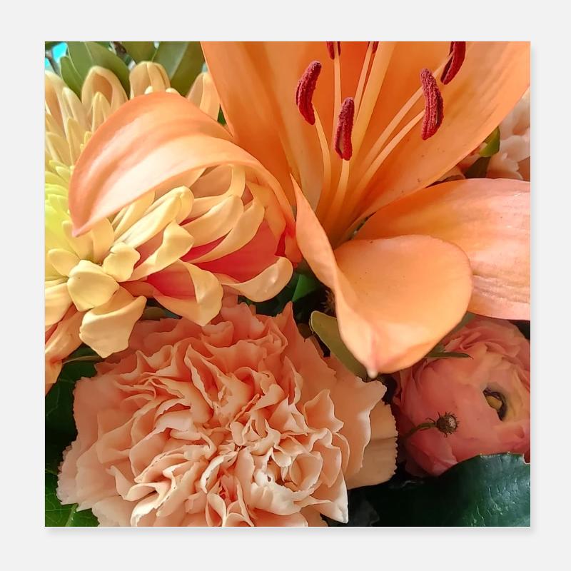 Warm orange floral pattern Poster 8" x 8" (20x20 cm)