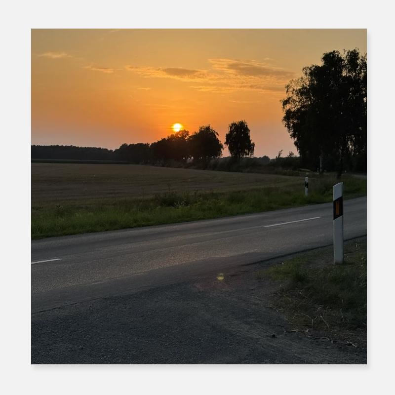 Coucher de soleil sur le bord de la route Poster 20 x 20 cm