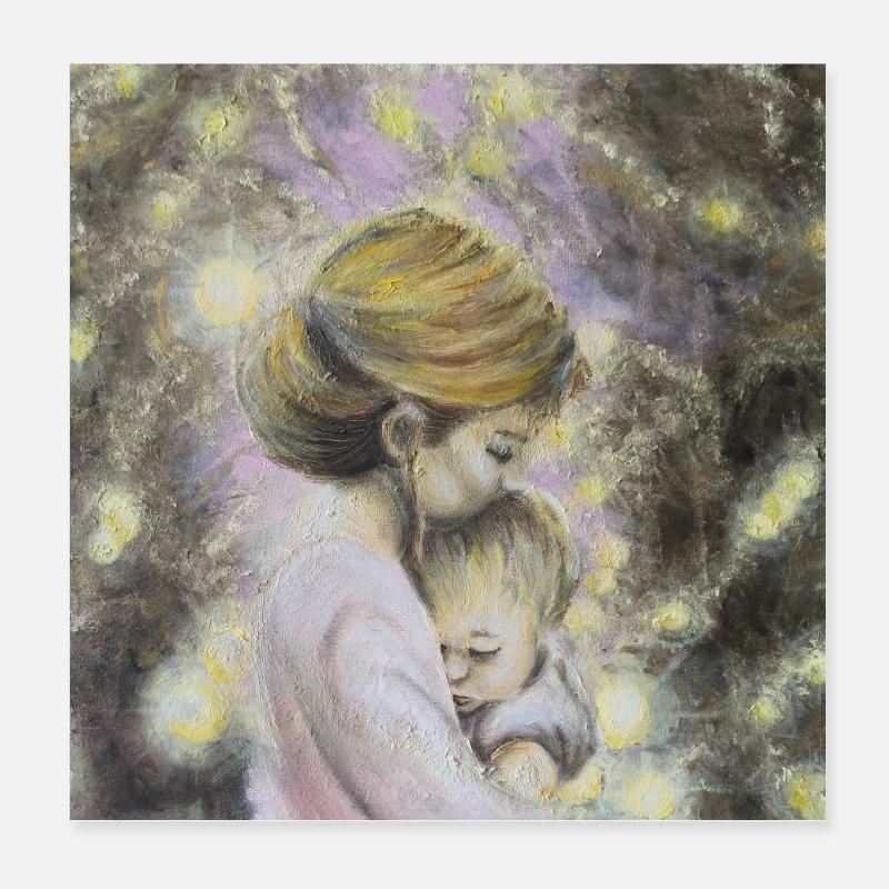 Ätherische Nacht Mutter und Kind Poster 20x20 cm