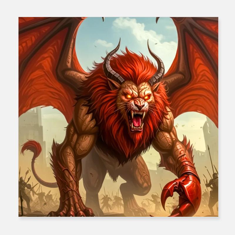 Manticore, prédateur du désert à corps de lion Poster 20 x 20 cm