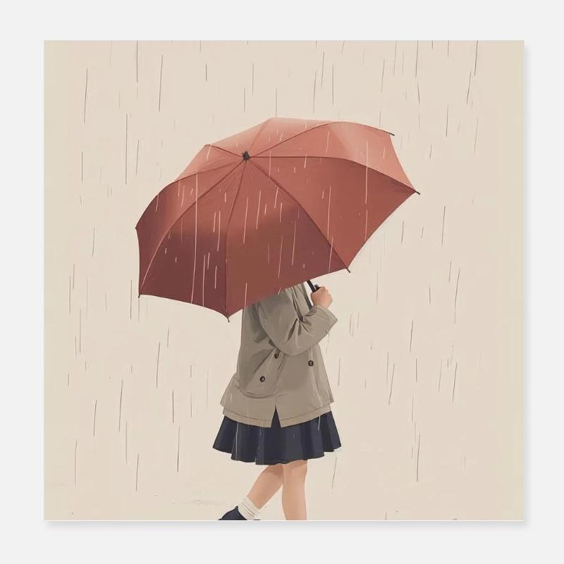 Garde d'Enfant sous Pluie Poster 20 x 20 cm