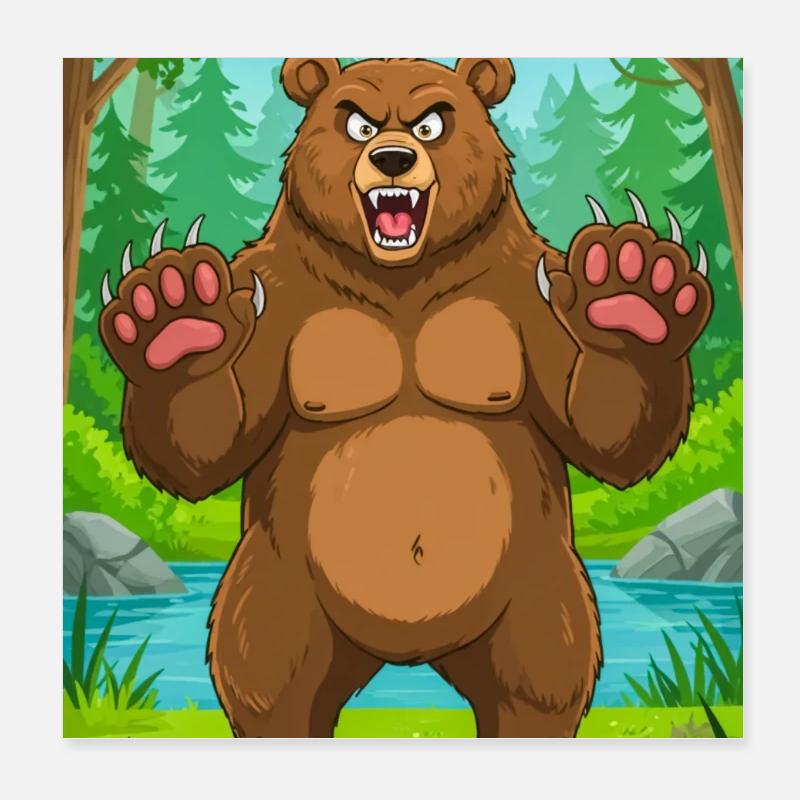 Brown Bear – powerful forest predator in America Poster 8" x 8" (20x20 cm)