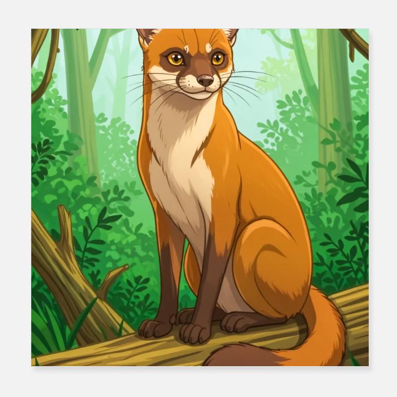 Fossa Elégante chasseresse de Madagascar, épurée, sile Poster 20 x 20 cm