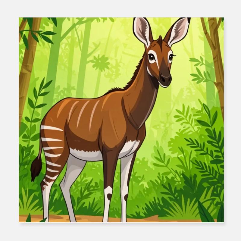The mysterious rainforest creature with zebra Poster 8" x 8" (20x20 cm)