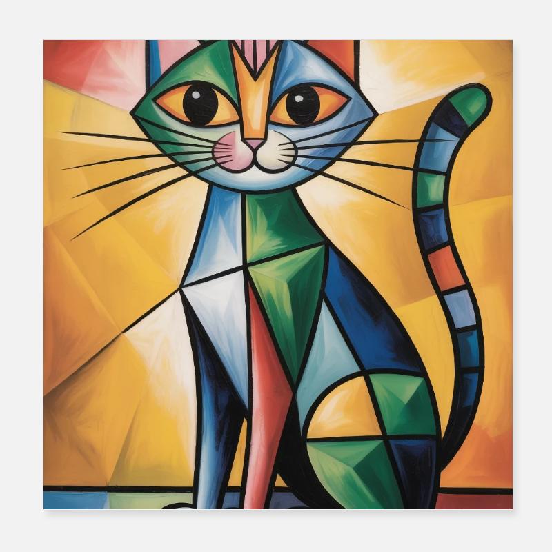 Cat Cubic Poster 20 x 20 cm