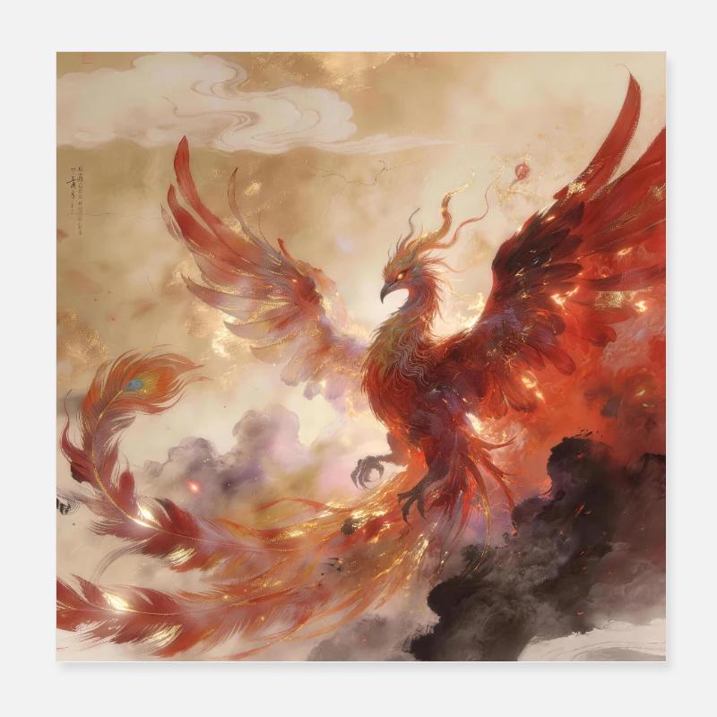  L'Apothéose du Phénix : Harmonie Cosmique Poster 20 x 20 cm