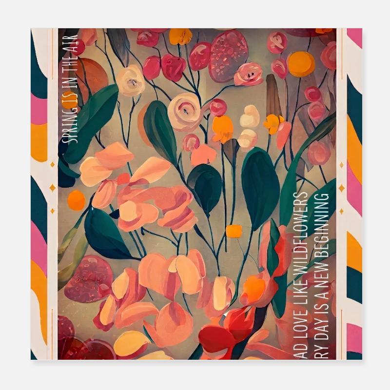 Strahlende florale Vibes Poster 20x20 cm