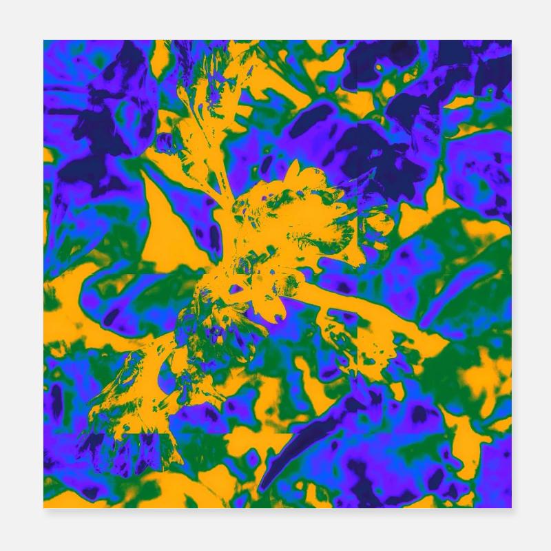 Explosion florale psychédélique néon Poster 20 x 20 cm