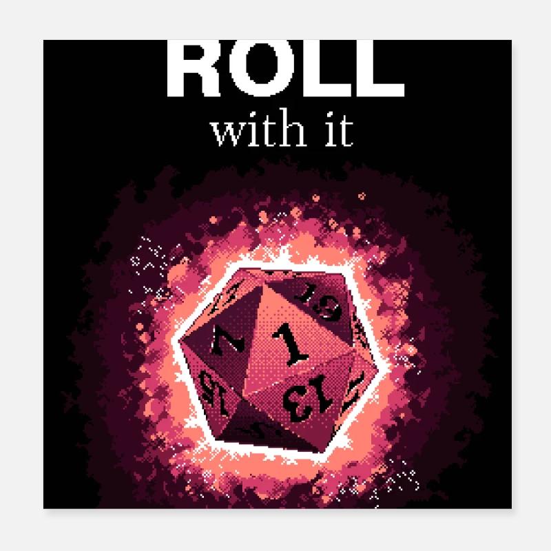 Faites simplement avec les dés rétro d20 magenta Poster 20 x 20 cm