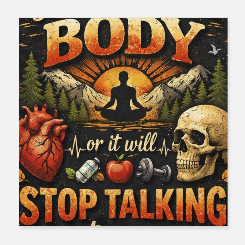 Hör auf deinen Körper oder er spricht Poster 20x20 cm