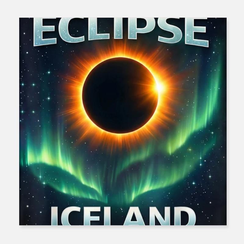 Total Solar Eclipse Iceland 2026 Reykjavik Poster 8" x 8" (20x20 cm)