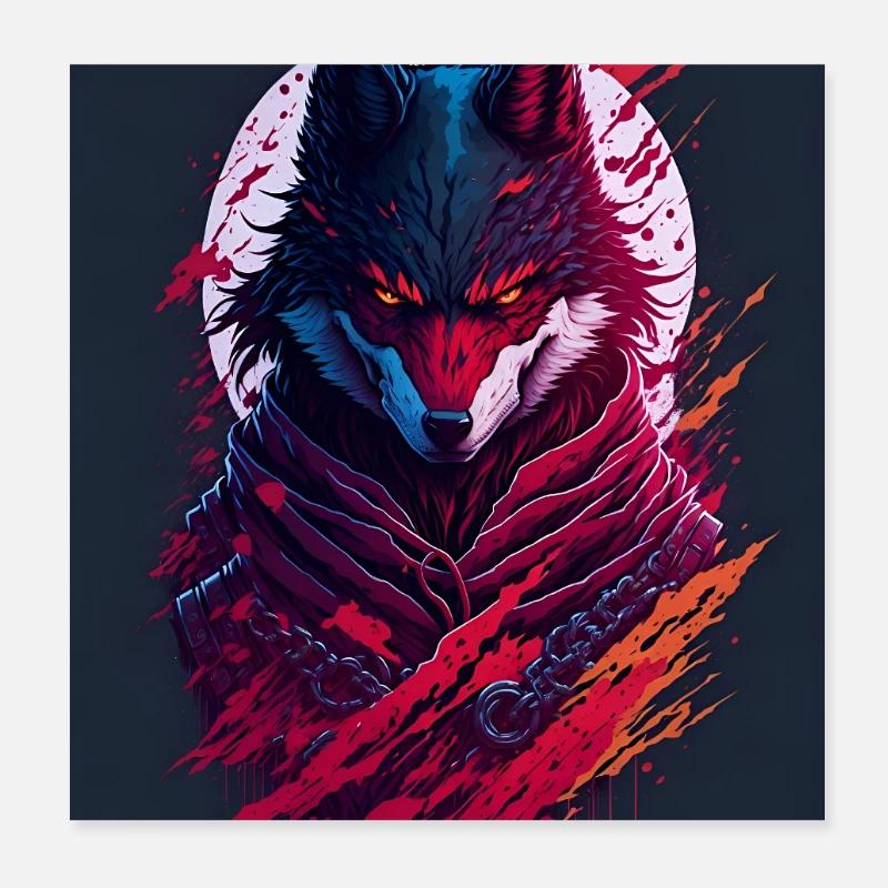 Esprit du Loup de la Lune de Sang Poster 20 x 20 cm