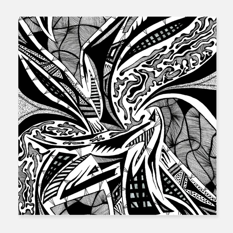 Design abstrait noir et blanc n°3 Poster 20 x 20 cm