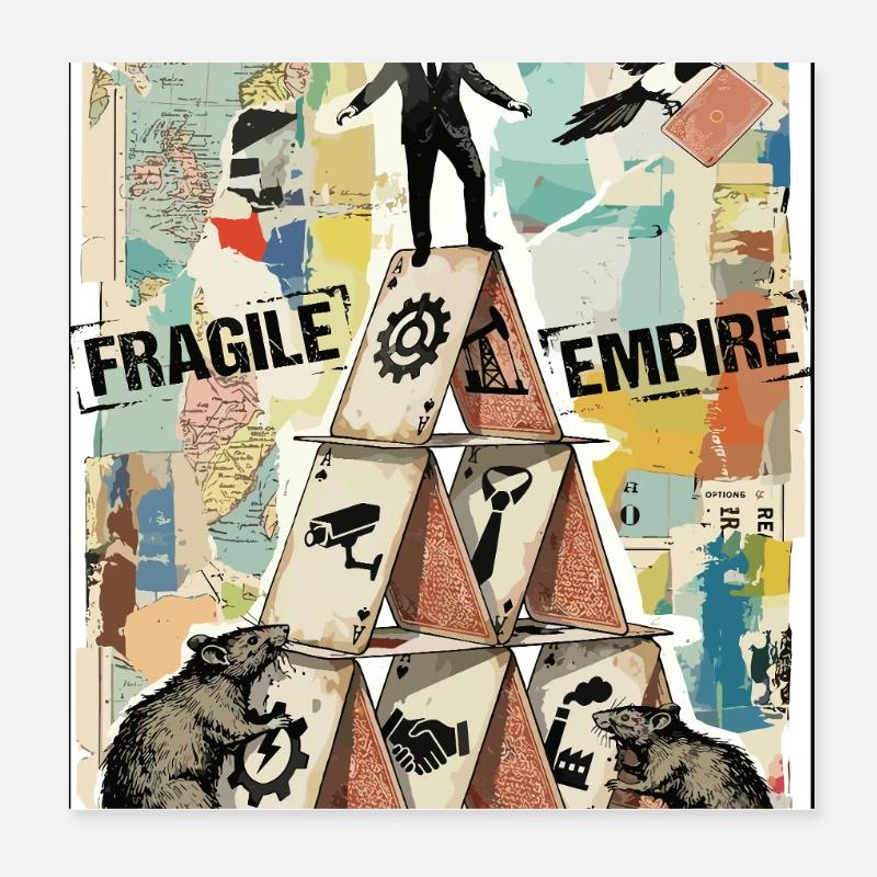 Fragile Empire Kartenhaus Systemkritik Poster 8" x 8" (20x20 cm)