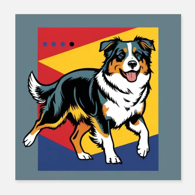 Australian Shepherd Dog Poster 8" x 8" (20x20 cm)