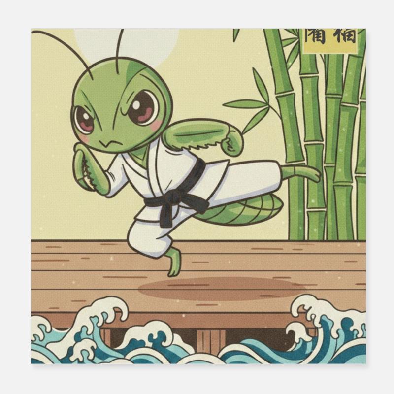 Kawaii Kampfkunst Gottesanbeterin Poster 20x20 cm