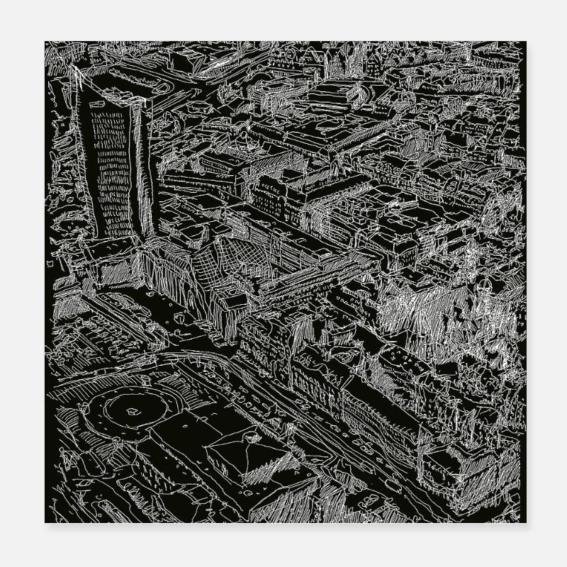 Leipzig Birdeye Poster 20x20 cm