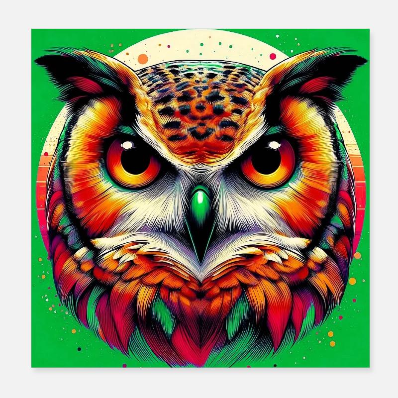 hibou Poster 20 x 20 cm